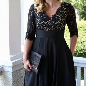 Eliza J black and cream long sleeve lace dress, size 4